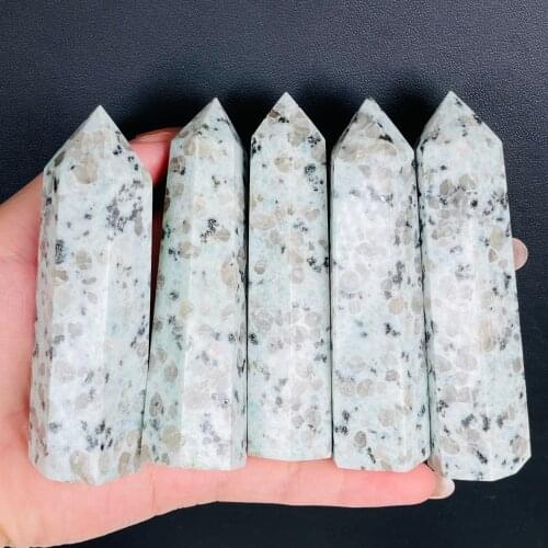 Natural Speckle Stone Crystal Point Hexagonal Column Ornaments