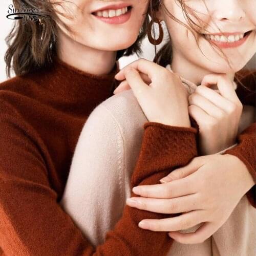 Autumn Winter Korean Style Sweater Women Turtleneck Loose Knit Sweater Long Sleeve Fashion Pullover Solid for Office Lady 11042