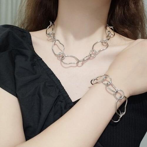 Punk Link Chain Necklace Simple Irregular Geometric Bracelet For Women Jewelry Girl Gift 2021