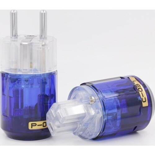 Pair P037E Platinum Plated EU Power plug + C-037 IEC Connecter DIY Cable Schuko power cord plug