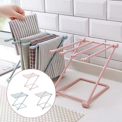 Towel Stand Rack Plastic Folding Wash Cloth Rag Hanging Storage Holder Shelf Organizer for Home Bathroom Kitchen