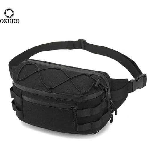 OZUKO Mens Waist Bag Fashion Chest Pack Outdoor Sports Belt Bag for Teenager Waterproof Men Waist Bags High Quality Fanny Pack