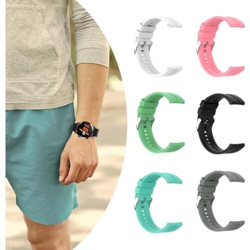 22mm Soft Silicone Watch Strap Band Wristband With Silver Buckle For Garmin Vivoactive 4 Huawei GT2 Pro/GT 2e/GT/GT2 Galaxy 3