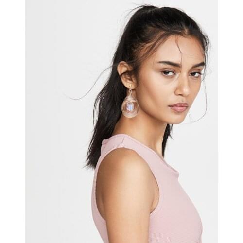 Dvacaman Romantic Pink Earrings for Women Waterdrop Crystal Dangle Earrings Travel Earrings Holiday Jewelry Wholesale 2020 Gift