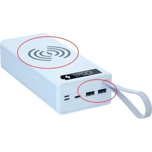 Detachable LCD Display DIY 16x18650 Battery Case Power Bank Shell 5W Wireless Charging Box without Battery Powerbank