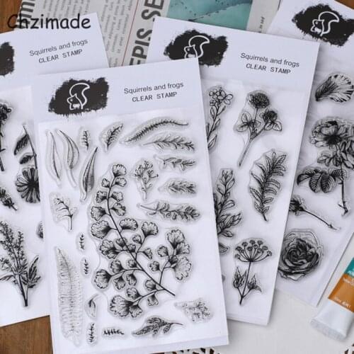 Chzimade Flower Plants Silicone Clear Stamps Seals For DIY Scrapbooking Card Making Album Decorative Silicone Stamp Crafts