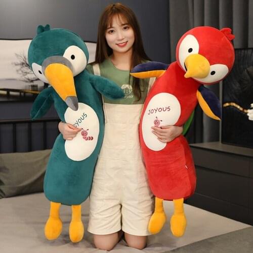 60-110CM Cute Lifelike Parrot Plush Toy Stuffed Ostrich Bird Plush Dolls Soft Animal Pillow Toys for Kids Baby Birthday Gifts