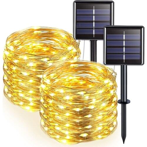 7/12/22/32M LED Solar Lamp Outdoor String Lights Waterproof Garland Fairy Lights For Holiday Christmas Party Garden Decoration