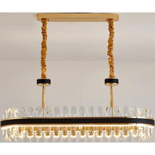 LED Postmodern Leather Hanging Lamps Crystal Chandelier Lighting Lustre Suspension Luminaire Lampen For Dinning Room