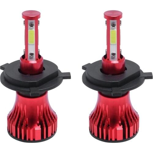 2Pcs Mini 4 Side H4 H7 LED All Sides Luminous Headlight Car Bulbs 8000LM High/Low Beam Bright Auto Headlight Waterproof