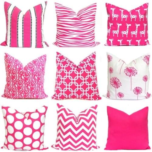 Dark Pink Geometric Cushion Cover Home Decor Velvet Pillow Cover For Sofa 45*45cm Decorative Chevron Pillows Case Pillowsham