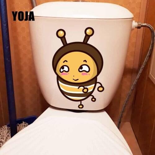 YOJA 15.2X23.3CM Character Image Of Bee Cartoon Characters Toilet Wall Sticker Decal Bedroom Home Decor T5-0889