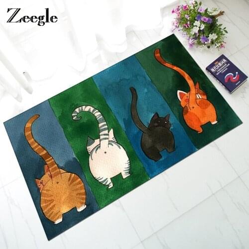 Funny Cartoon Cat Floor Mat Entrance Door Mats Kitchen Bathroom Carpet Rug Waterproof Non-slip Outdoo Doormat Kids Room Foot Mat