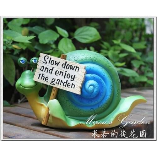 American Country House Garden Decoration Home Garden Ornament Resin Handicraft Snail Welcome Card