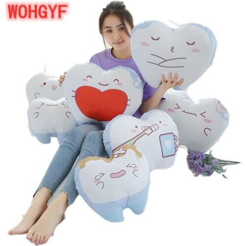 1pc 32cm/42cm Cute Plush Simulation Teeth Pillow Stuffed Plush Teeth Pillow Cushions With Different Expressions Creative Gifts