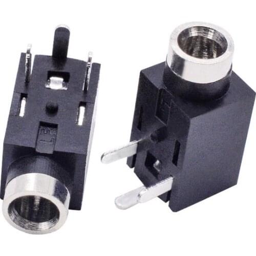 100 pcs 2.5 Headphone jack In-line three-leg horizontal copper head mono pj210 Small head audio socket