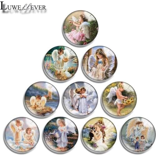 12mm 14mm 16mm 20mm 25mm 30mm 654 Angel Baby Mix Round Glass Cabochon Jewelry Finding 18mm Snap Button Charm Bracelet
