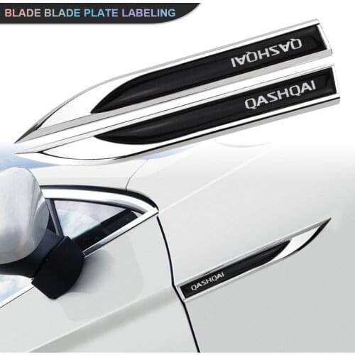 2 x Car Body Fender Side Metal Chrome Zinc Alloy Knife Side 3D Emblems Badge Sticker Decals For NISSAN QASHQAI