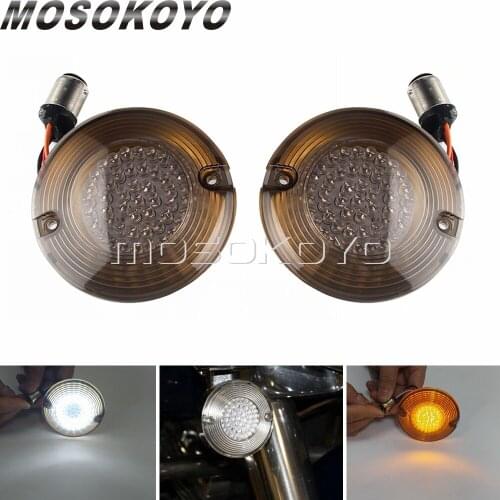 3 1/4" Flat Style 1157 LED Front Amber White Turn Signal Light Insert For Harley Touring Road King FLHR Road Glide Electra Glide