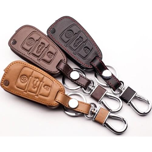Top top leather car styling key holder for Audi Sline A3 A5 Q3 Q5 Q7 A6 C5 C6 A4 B6 B7 B8 TT 80 S6 auto parts protect shell