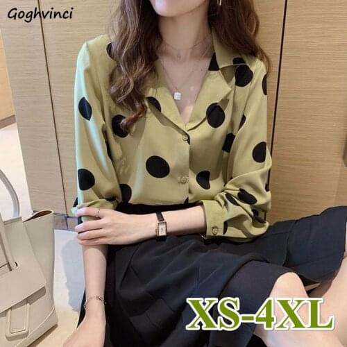 Blouses Shirts Women Chiffon Polka Dot Thin Notched Summer Sun-proof Fashion Korean Style Elegant Large Size XS-4XL Chic Leisure