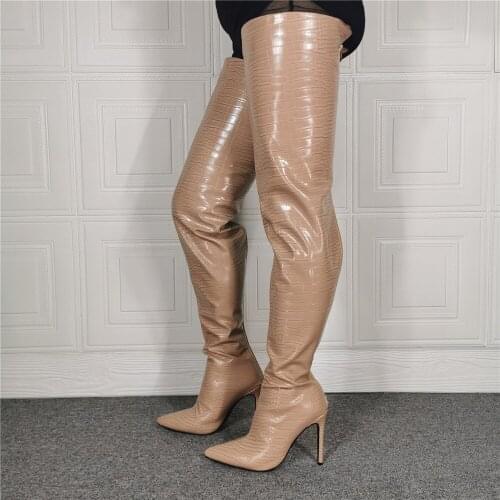 High Heels Over The Knee Boots Women Stretch Thigh High Botas Ladies Autumn Winter Long Boots Shoes Cuissardes Sexy Plus Size 15