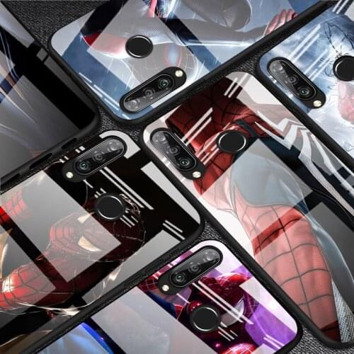 Tempered Glass Cover Marvel Spider-Man Super Hero Avengers For Huawei P40 P30 P20 P10 Pro Plus Lite 5G 2019 Phone Case Capa