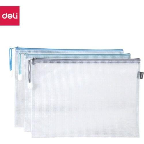 Deli Folder File Bag Transparent PP Mesh A5 Carpetas Document Bag Student Stationery Office File Folder Document Bag Papeleria