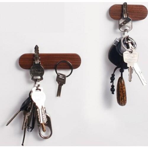 Wood Fashion Wax Oil Finishing Magnet Key Holder Decorative Key Hanger Strong Magnetic for Livingroom