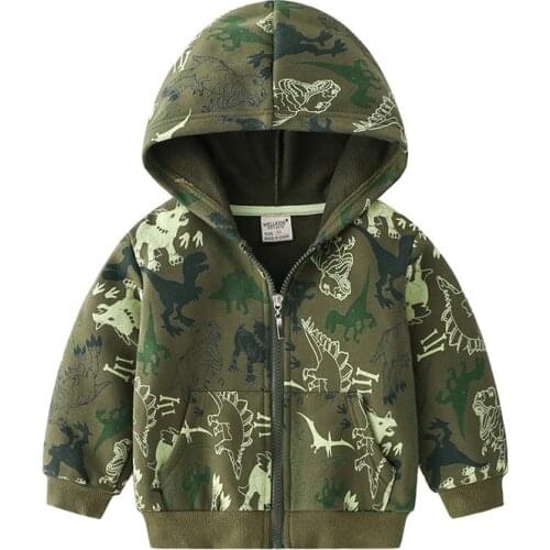 Camou Dinosaur Boys Jacket Cotton Hoodies Kids Sweatshirts Spring Fall Coat Childrens Clothing