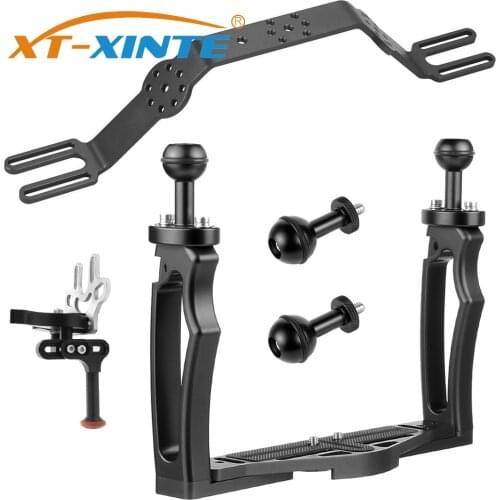 DSLR Diving Dual Handheld Tray Bracket with Clip Screw Adapter Top Handle Shutter Extension Sports Camera Underwater Photography