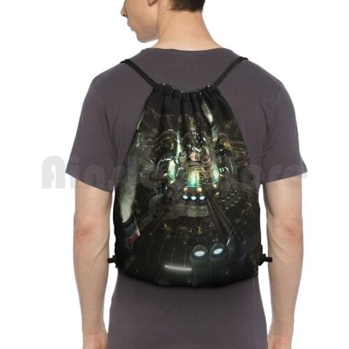 Final Fantasy Vii-Central Backpack Drawstring Bags Gym Bag Waterproof Final Fantasy Vii Ffvii Central Video Play
