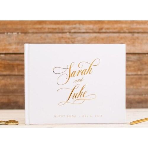 Personalize names date wedding Mr & Mrs Guest Book, Custom Guest Book, Real Silver Foil, Wedding Journals photo albums