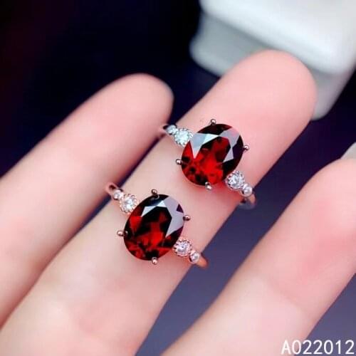 KJJEAXCMY fine jewelry natural garnet 925 sterling silver lovely gemstone women new adjustable ring support test