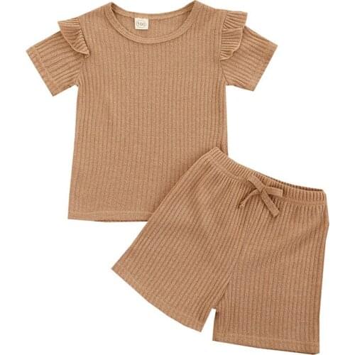 2021 Girl’s 2pcs Set T-shirt Short Outfits Clothes Summer Infant Children Clothing