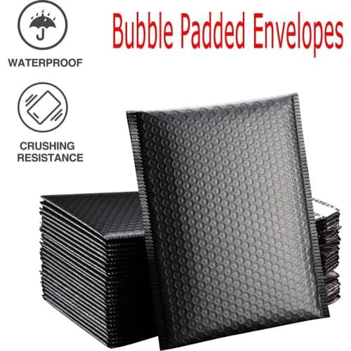 50Pcs Bubble Mailers Padded Envelopes Lined Poly Mailer Self Seal Black Simple Convenient Express Bag Waterproof Express Bags