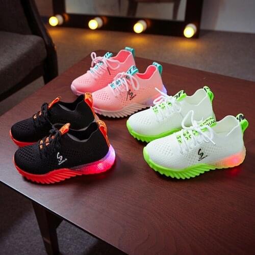 Children Kid Baby Girls Boys Letter Led Luminous Sport Run Sneakers Casual Shoes chaussure enfant basket enfant garcon chaussure
