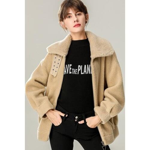Genuine Wool Jackets for Women2020 Korean Simple Coat Female Autumn Soft Womens Clothing Sheep Shearing Coat Abrigo Mujerzjt690