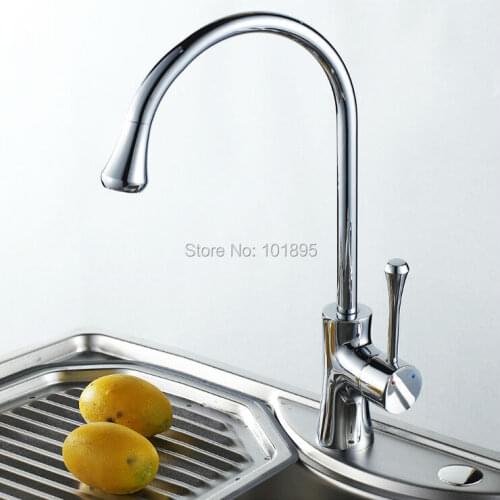 L16852 Chrome Finishing Brass Material Deck Mounted Cold and Hot Water Kitchen Mixer