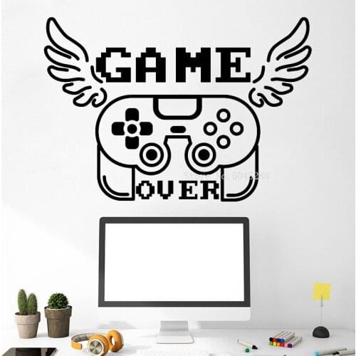 Flying Wing Gamepad Vinyl Wall Stickers Game Over Game Handle Decals For Games Boys Teen Room Wing Game Wallpaper Decro LL206