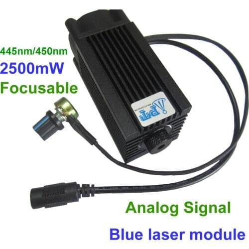 DIY CNC 2500mw/2.5w 450nm Focusable blue Laser Module diode laser cutting Engraving carving Machine Adjust Power Analog signal