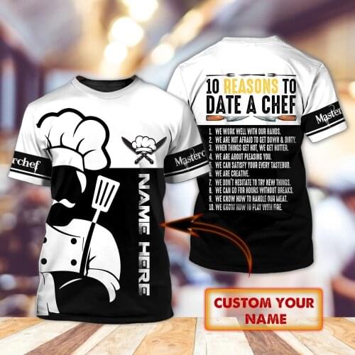 Hot Sale t shirt Custom Name Master Chef 3D All Over Printed Mens Summer Short sleeve O-Neck Unisex Casual sports T-shirt DX21