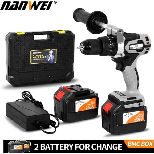 21V Cordless Drill Industrial Grade Brushless Impact Drill 1/2" Metal Auto-locking Chuck 2000AH Battery Ice Drill Fishing
