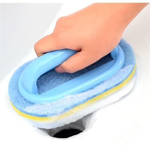 Kitchen Cleaning Bathroom Toilet Glass Wall Cleaning Bath Brush Plastic Handle Sponge Bottom Bathtub Brush Window Cleaner WC