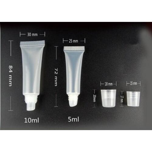 Wholesale 5ml 10ml Empty Lipstick Tube Lip Balm Soft Tube Makeup Squeeze Clear Lip Gloss Container 200Pcs/lot