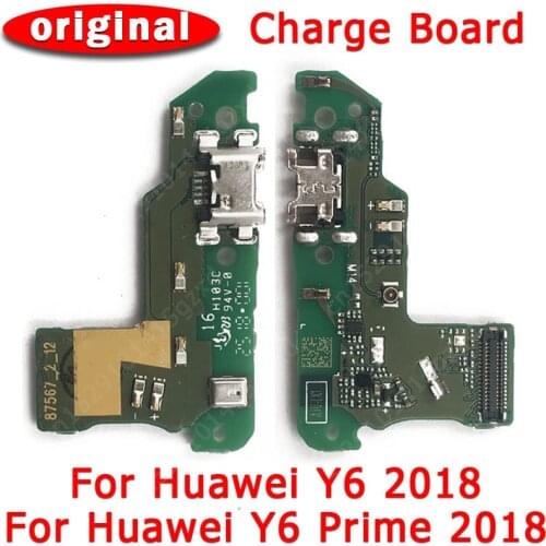 Original Charging Port For Huawei Y6 Prime 2018 USB Charge Board PCB Dock Connector Flex Replacement Spare Parts