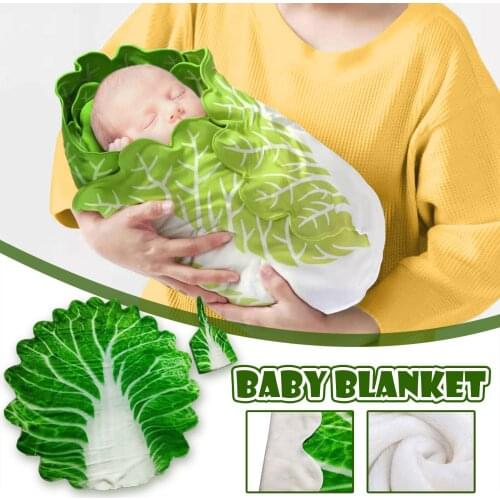 #50 0-6m Baby Swaddle Wrap Newborn Simulation Cabbage Flannel Baby Wrap Blanket Baby Sleeping Swaddle Wrap Hat Mantas Para Bebé