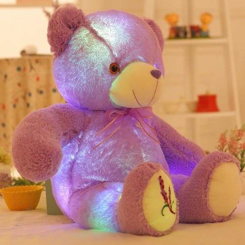 50cm Plush Toy Purple Bear Colorful Luminous Led Funny Girl Romantic Valentines Day Gift Cute Birthday Childrens LED Glow Doll