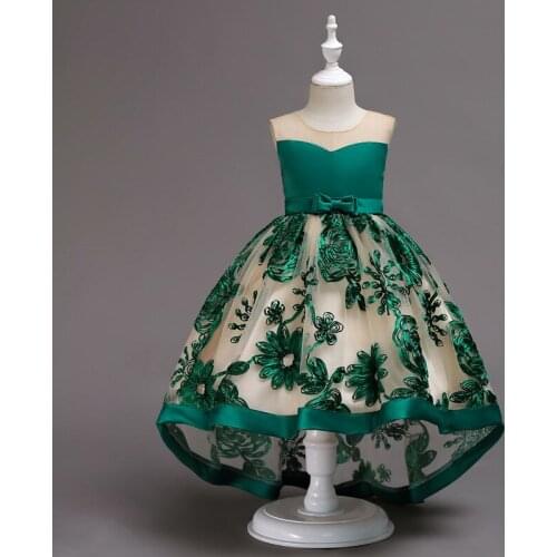 Popodion 2021 New Flower Girl Three-Dimensional Embroidered Tail Dress CHD20458