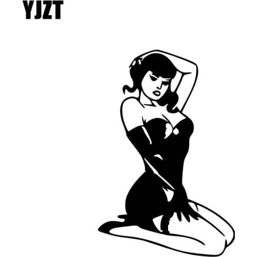 YJZT 8.8*13.2CM Sexy Attractiven Cozy Girl Zero Defect Vinyl Decal Car Sticker Silhoutte Fashion Design Black/Silver C20-0634